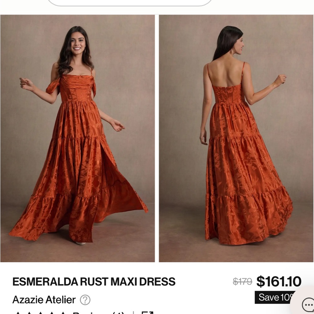 Azazie Rust Maxi Dress